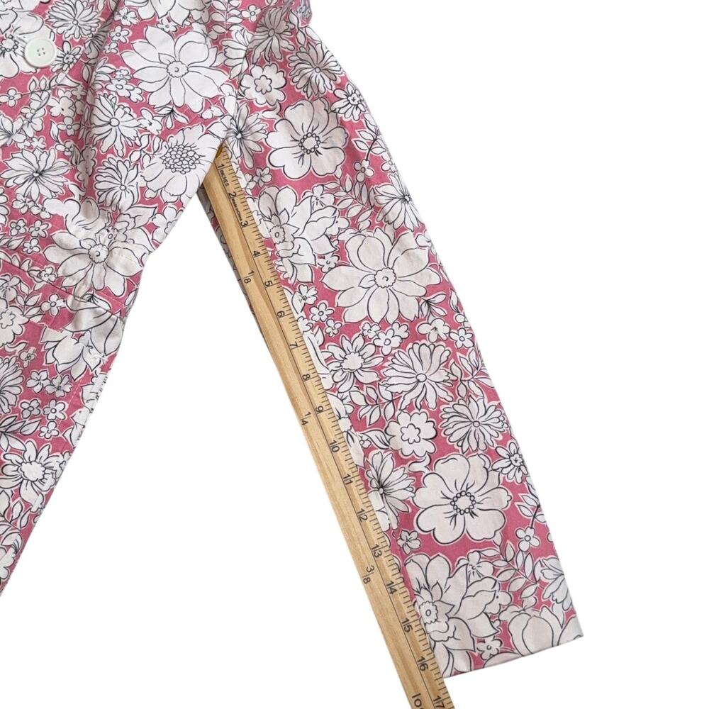 Ann Taylor LOFT Pink White Floral Longline Blazer Jacket Car Coat 4P - Picture 10 of 11